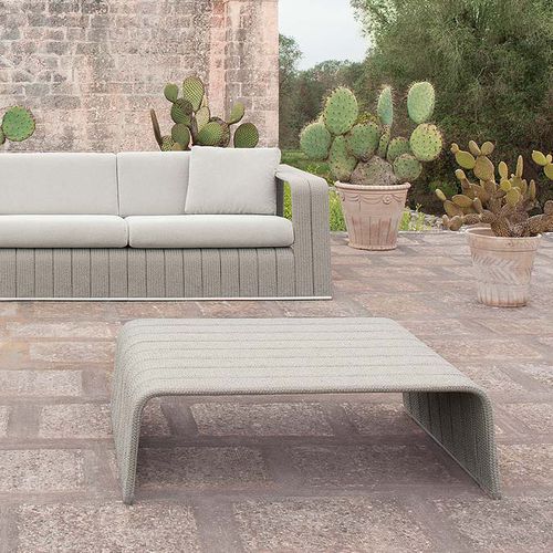 Tavolino basso contemporaneo - FRAME - PAOLA LENTI - in alluminio / in acciaio inossidabile / in corda