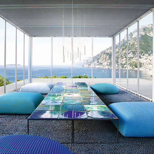 Tavolo d'appoggio contemporaneo - SCIARA - PAOLA LENTI - in acciaio inossidabile / in pietra / rettangolare