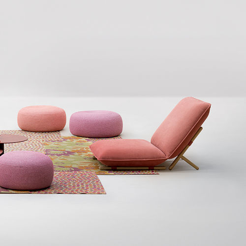 Chauffeuse contemporanea - HIRO - PAOLA LENTI - in tessuto / in legno / grigia