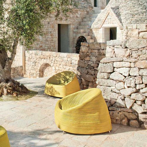 Poltrona contemporanea - AFRA - PAOLA LENTI - in corda / in fibra di abaca / in acciaio inossidabile