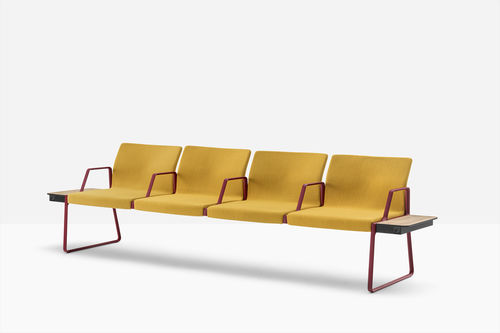 Divanetto imbottito contemporaneo - plural soft P03113/3114/3116/3119 - PEDRALI - in tessuto / in pelle / con supporto in alluminio