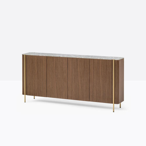 Credenza contemporanea - blume blm_189X32X89 - PEDRALI - in alluminio estruso / impiallacciata in legno / in marmo
