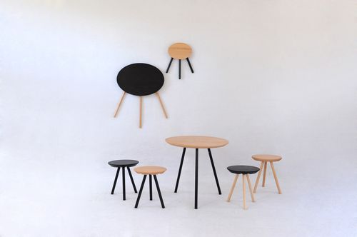 Tavolo contemporaneo - 2D - SMARIN - in legno / rotondo / pieghevole