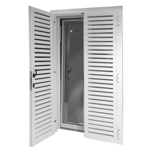 Persiana battente - Nusco - a lamelle / in acciaio galvanizzato / aspetto legno
