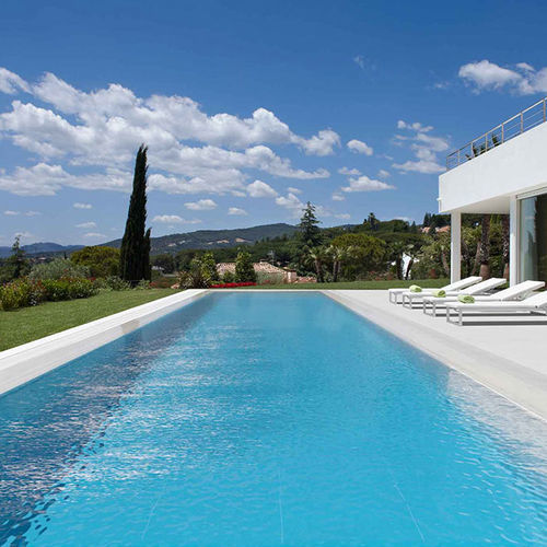 Piscina a straripamento - Prestige - Rosa Gres - su misura / corridoio di nuoto / bordo integrato