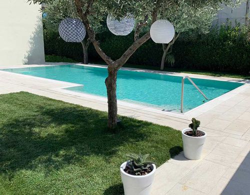 Piscina a straripamento - SLIM - Rosa Gres - da esterno / per hotel / per centro benessere