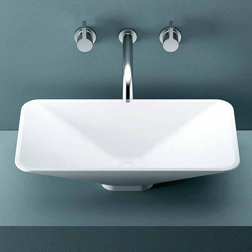 Lavabo da appoggio - SQUARE - PLANIT - in Corian® / rettangolare / senza foro