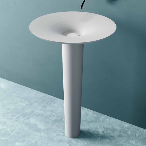 Lavabo autoportante - TUBE 3 - PLANIT - in Corian® / rotondo / senza foro