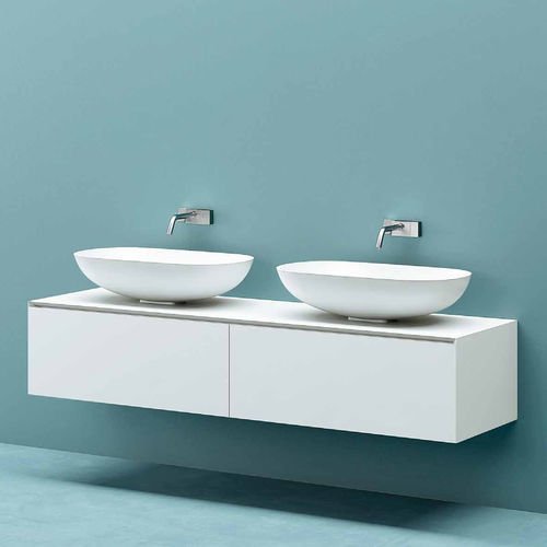 Mobile lavabo doppio - INFINITY 1 - PLANIT - sospeso / impiallacciato in legno / in Corian®