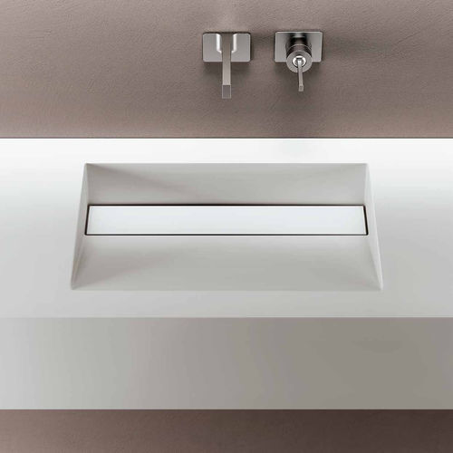 Lavabo integrato - CASCADE - PLANIT - in Corian® / con piano integrato / rettangolare