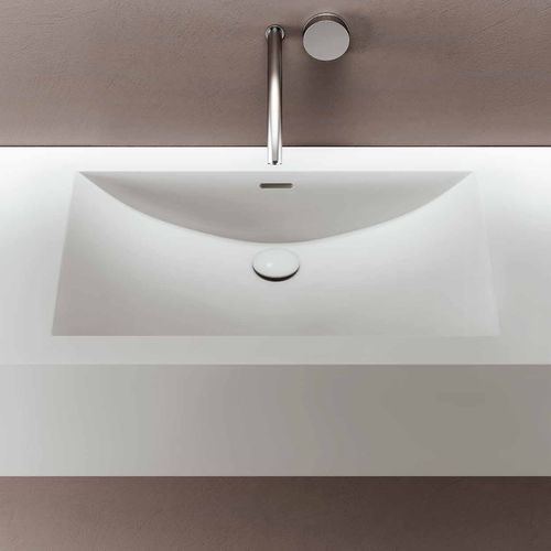 Lavabo integrato - CUNA - PLANIT - in Corian® / con piano integrato / rettangolare
