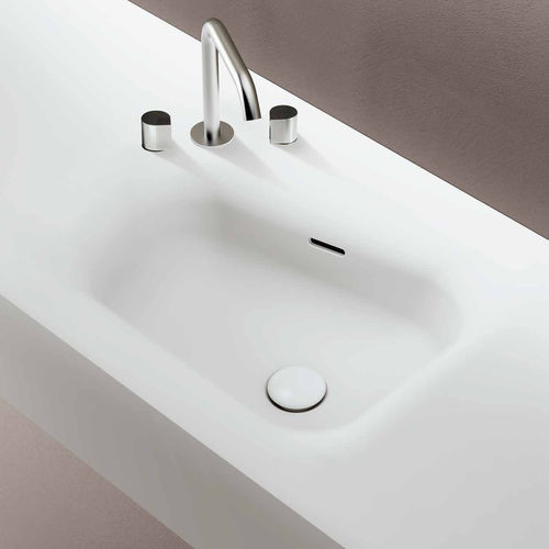Lavabo integrato - DEDALO - PLANIT - in Corian® / con piano integrato / trapezoidale