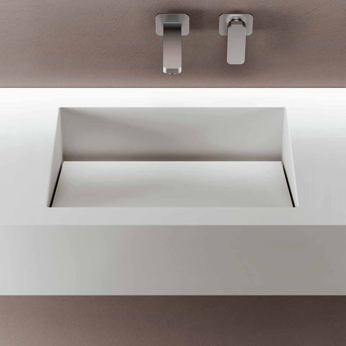 Lavabo integrato - FAUST - PLANIT - in Corian® / con piano integrato / rettangolare
