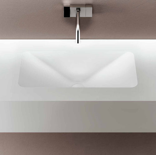 Lavabo integrato - SQUARE - PLANIT - in Corian® / con piano integrato / rettangolare