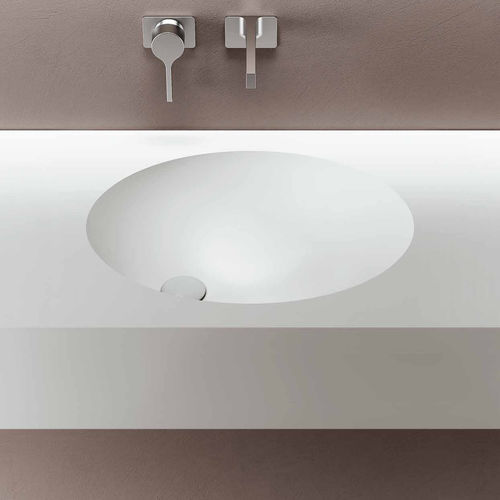 Lavabo integrato - SYMPHONY 6 - PLANIT - in Corian® / con piano integrato / ovale
