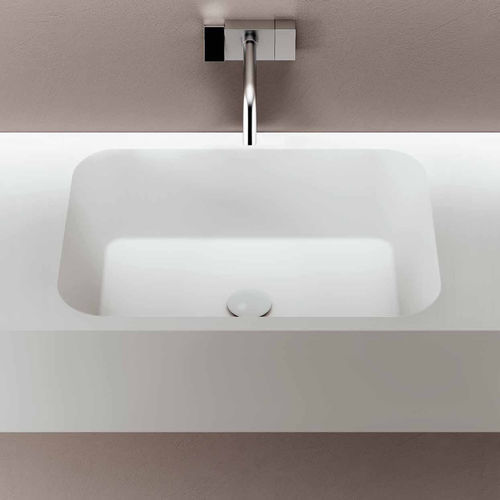 Lavabo integrato - TRAY 6 - PLANIT - in Corian® / con piano integrato / rettangolare