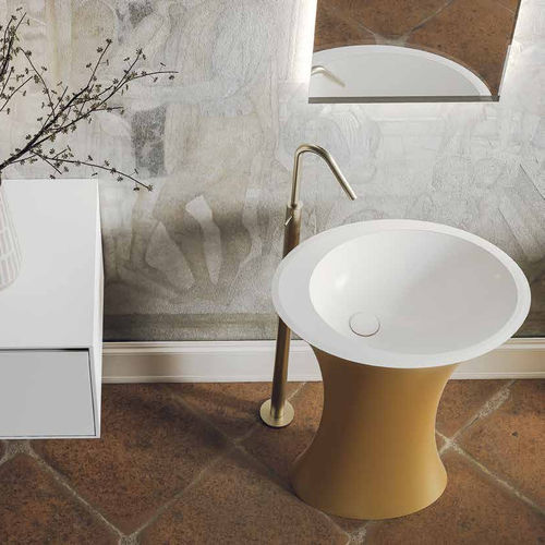 Lavabo totem - SYMPHONY 3 - PLANIT - in Corian® / ovale / senza foro
