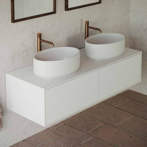Mobile lavabo doppio - INFINITY 4 - PLANIT - sospeso / impiallacciato in legno / in Corian®