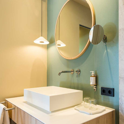 Lavabo da appoggio - LIBRA - PLANIT - in Corian® / rettangolare / senza foro