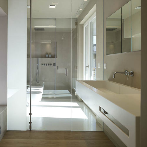 Lavabo integrato - SIRIO - PLANIT - in Corian® / con piano integrato / con miscelatore