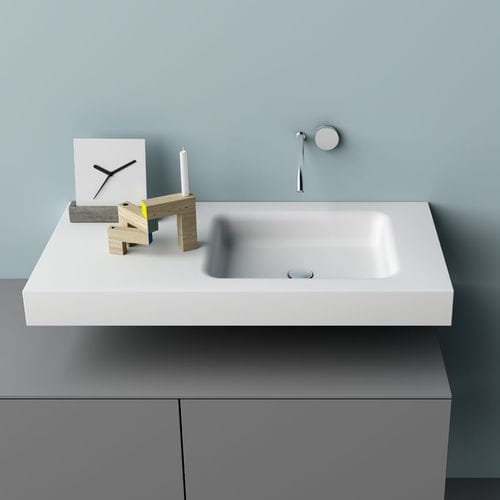 Lavabo integrato - TERRACE - PLANIT - in Corian® / con piano integrato / rettangolare
