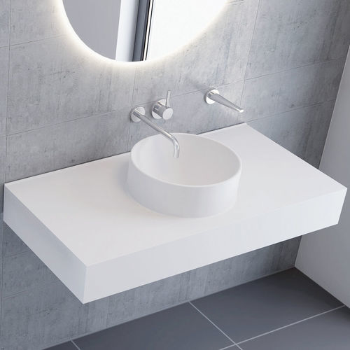 Lavabo integrato - VANESSA - PLANIT - in Solid Surface / con piano integrato / bianco