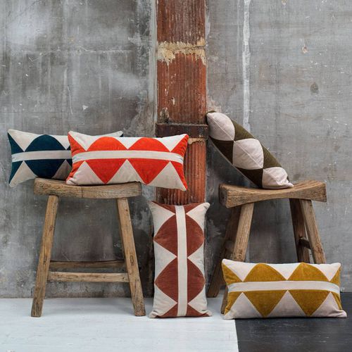 Cuscino da esterno - Minos - Elitis - rettangolare / con motivi geometrici / patchwork