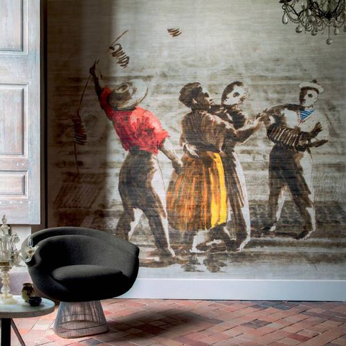 Carta da parati contemporanea - Le Bal - Elitis - in vinile / con scene / a tinta unita
