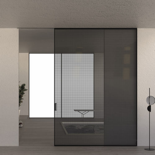 Porta da interno - VAS1b -SE1A - SB - G09+DR - AGOPROFIL S.p.A - in vetro temprato / in alluminio / in alluminio anodizzato