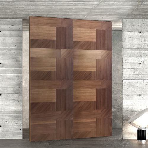 Porta da interno - WAVE FLAG FREEWALL CENTRAL PUSH VERSION - AGOPROFIL S.p.A - in legno / a bilico con asse centrale / contemporanea