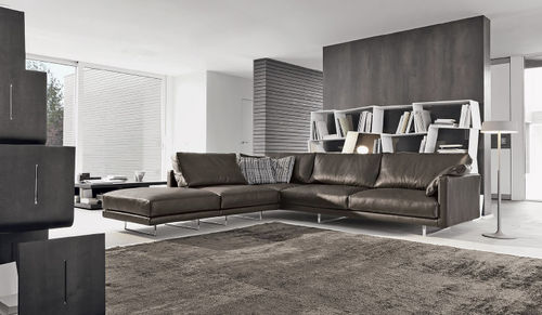 Divano modulare - SLIM - Nuova Linea Valentini - contemporaneo / in pelle / marrone