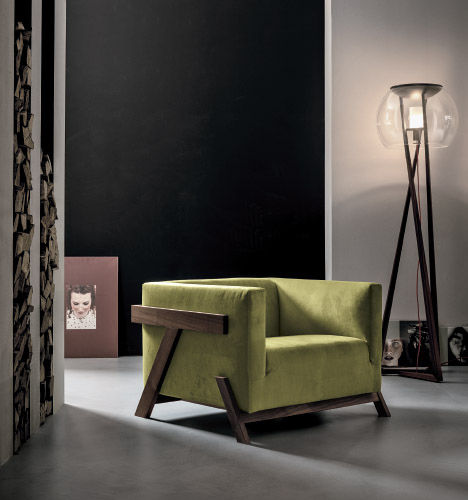 Poltrona contemporanea - HOLLY - Nuova Linea Valentini - in tessuto / in legno / verde