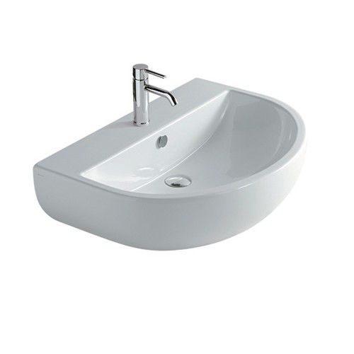 Lavabo sospeso - 9861 - GALASSIA - in ceramica / a forma di D / contemporaneo