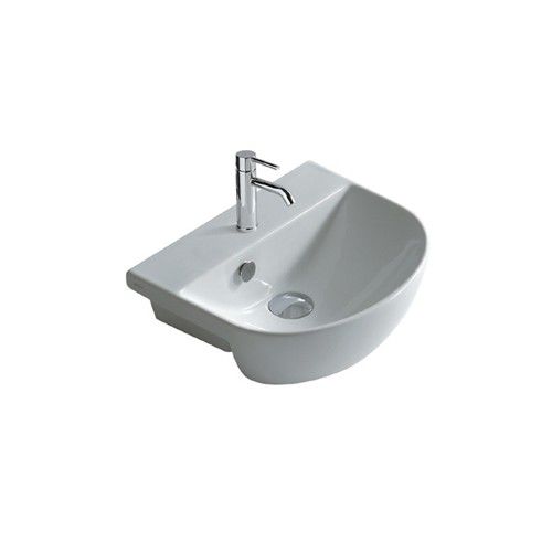 Lavabo da semincasso - 5201 - GALASSIA - in ceramica / a forma di D / contemporaneo