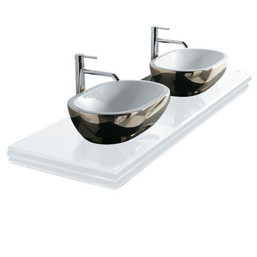 Piano lavabo doppio - 5554BR - GALASSIA - in vetro