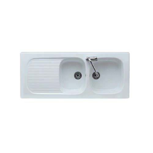 Lavello a 2 vasche - 5100 - GALASSIA - con gocciolatoio / in ceramica / da incasso