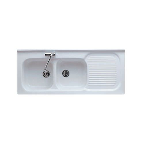 Lavello a 2 vasche - FLORENCE DX - GALASSIA - con gocciolatoio / in ceramica / da incasso