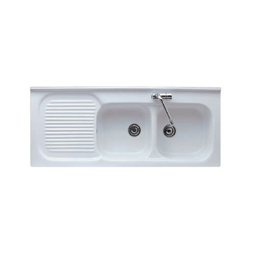 Lavello a 2 vasche - FLORENCE SX - GALASSIA - con gocciolatoio / in ceramica / da incasso