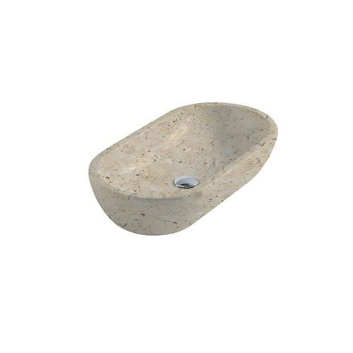 Lavabo da appoggio - 5234TR - GALASSIA - in travertino / con specchio regolabile / ovale