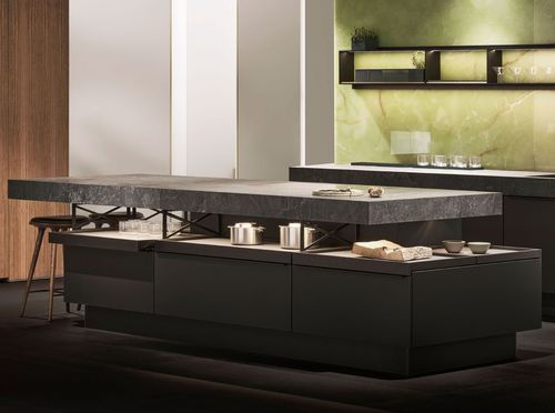 Cucina contemporanea - +MODO - POGGENPOHL - impiallacciata in legno / in eucalipto / in quarzo