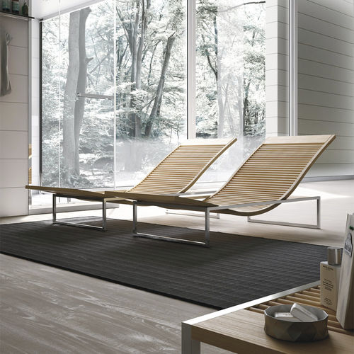 Chaise longue contemporanea - HAFRO srl - in tessuto / in faggio / in acciaio inossidabile