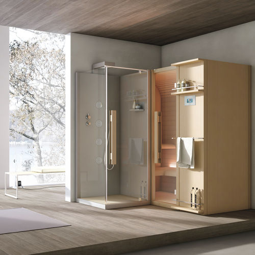 Sauna a infrarossi - CUNA SHOWER - HAFRO srl - per uso residenziale / in hemlock / in vetro temprato