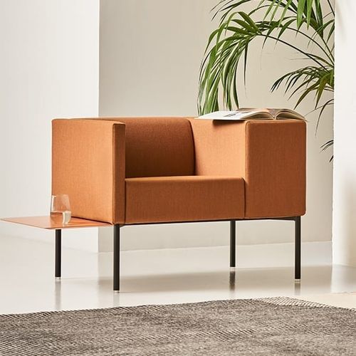 Poltrona contemporanea - BRIX - Viccarbe - in tessuto / in pelle / in legno massiccio