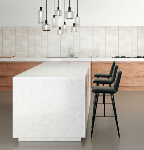 Piano di lavoro in Silestone® - Ethereal Series - Cosentino - da cucina / bianco / con bordi quadrati