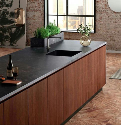 Piano di lavoro in Silestone® - Loft Series - Cosentino - da cucina / nero / con bordi quadrati
