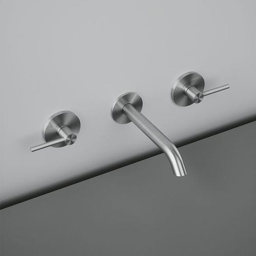 Miscelatore doppio comando per lavabo - FFQT 21 10V - QuadroDesign - da parete / in acciaio inossidabile / da bagno