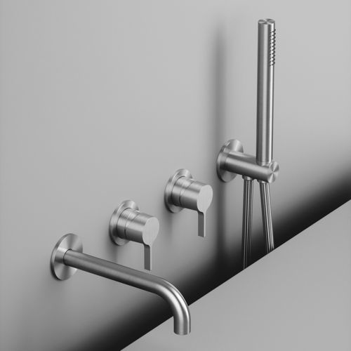 Miscelatore doppio comando per vasca - VOLCANO 36 69.00 - QuadroDesign - da parete / in acciaio inossidabile / da bagno