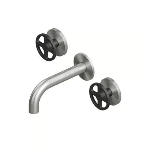 Miscelatore doppio comando per lavandino - VALVOLA02 20 10V - QuadroDesign - da parete / da incasso / in acciaio inossidabile AISI 316