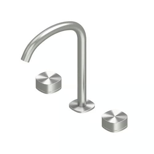 Miscelatore doppio comando per lavabo - SUPER 22 32V - QuadroDesign - da piano / in acciaio inossidabile spazzolato / in acciaio inossidabile AISI 316