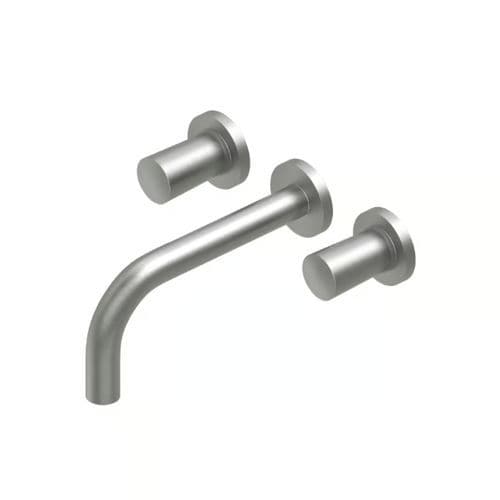 Miscelatore doppio comando per lavandino - ONO 90 02 - QuadroDesign - da parete / in acciaio inossidabile / in acciaio inossidabile spazzolato